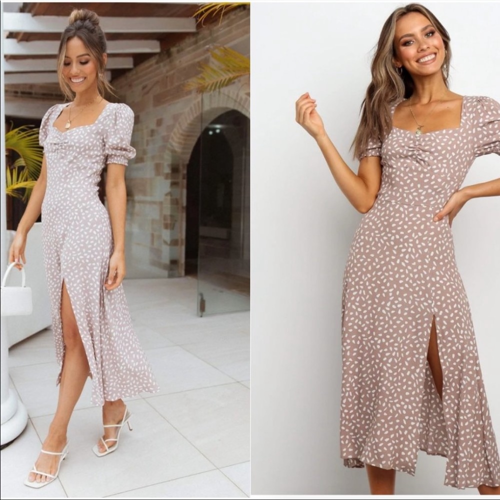 Reformation Brown Floral Midi Dress